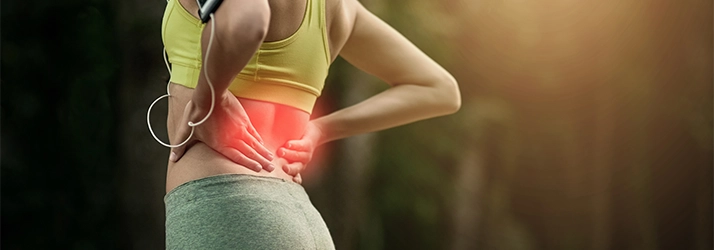 Woman with lower back pain.